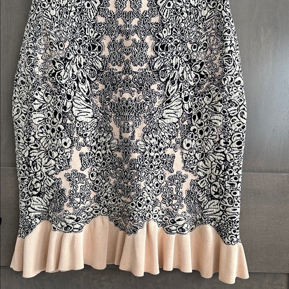 Alexander McQueen Sleeveless Blush Black Motif Jacquard Knit Dress Size L - Picture 2 of 16